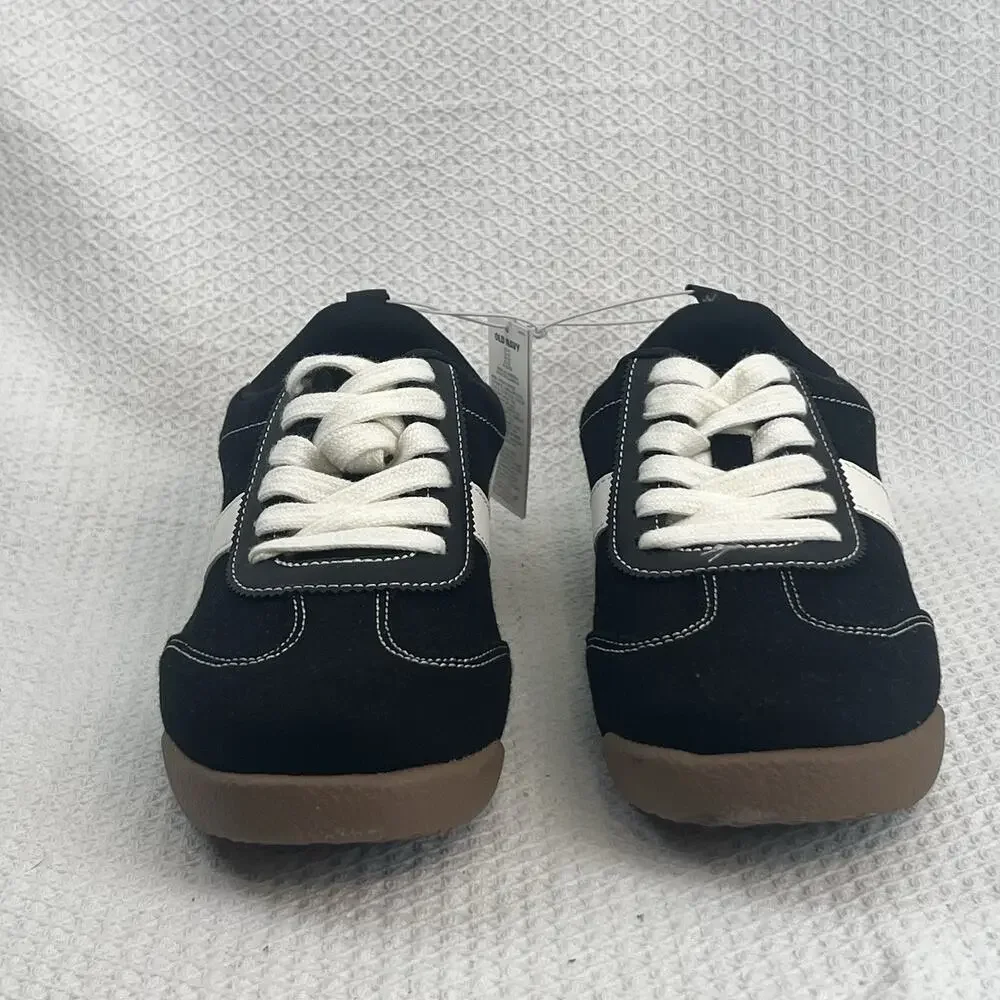 Old Navy Slim Sporty Sneakers Black White Kids Size 3Y EU 35 NWT